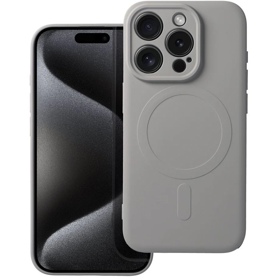 MagSafe Case for Apple iPhone 15 Pro Max, OEM, Silicone Mag, Gray