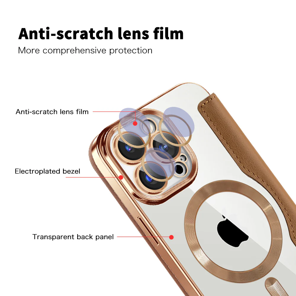 MagSafe Case for Apple iPhone 15 Pro Max, Techsuit, SmartMag Book, Brown - Image 3