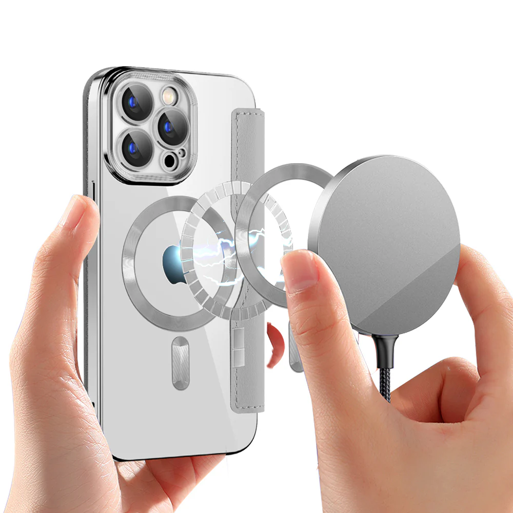 MagSafe Case for Apple iPhone 15 Pro Max, Techsuit, SmartMag Book, Gray - Image 6