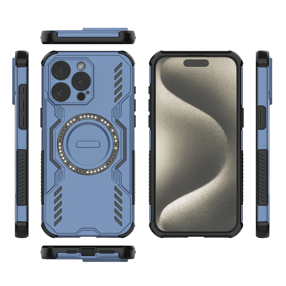 MagSafe Case for Apple iPhone 15 Pro, Techsuit, ArmorMag, Blue - Image 4