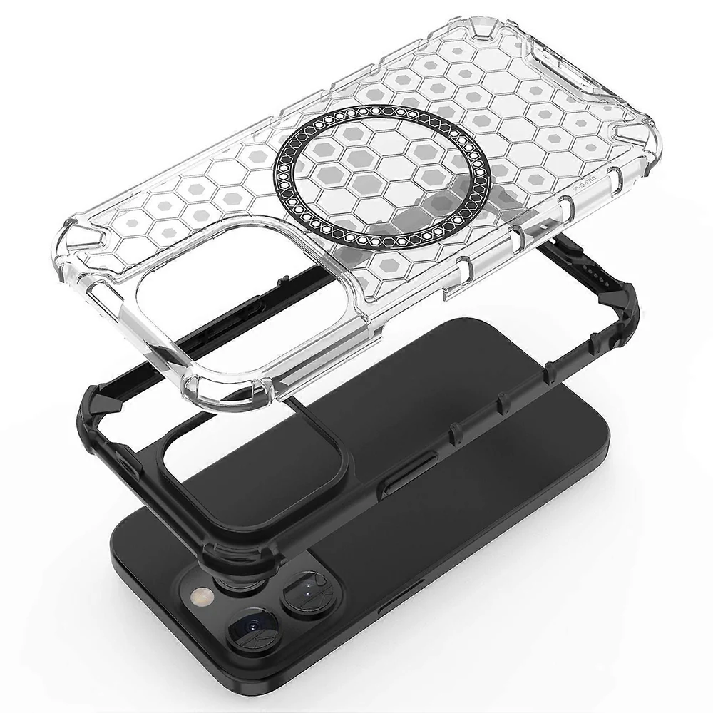 MagSafe Case for Apple iPhone 15 Pro, Techsuit, HoneyComb Shield, White - Image 4