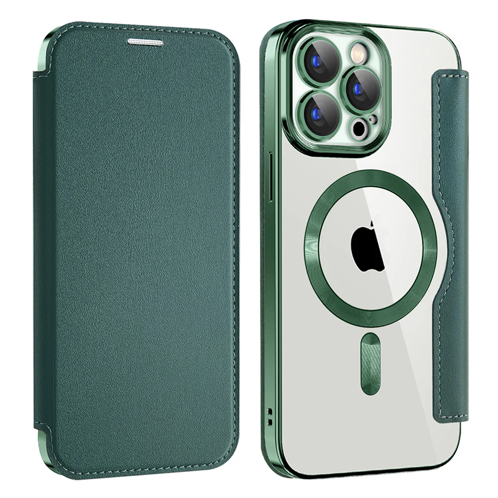 MagSafe Case for Apple iPhone 15 Pro, Techsuit, SmartMag Book, Green - Image 2