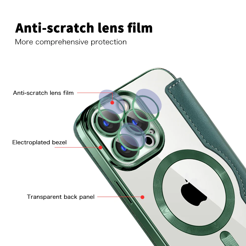 MagSafe Case for Apple iPhone 15 Pro, Techsuit, SmartMag Book, Green - Image 3
