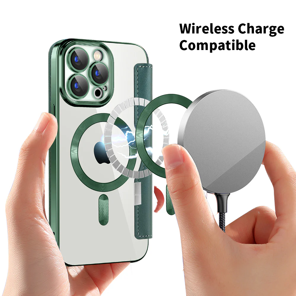 MagSafe Case for Apple iPhone 15 Pro, Techsuit, SmartMag Book, Green - Image 6