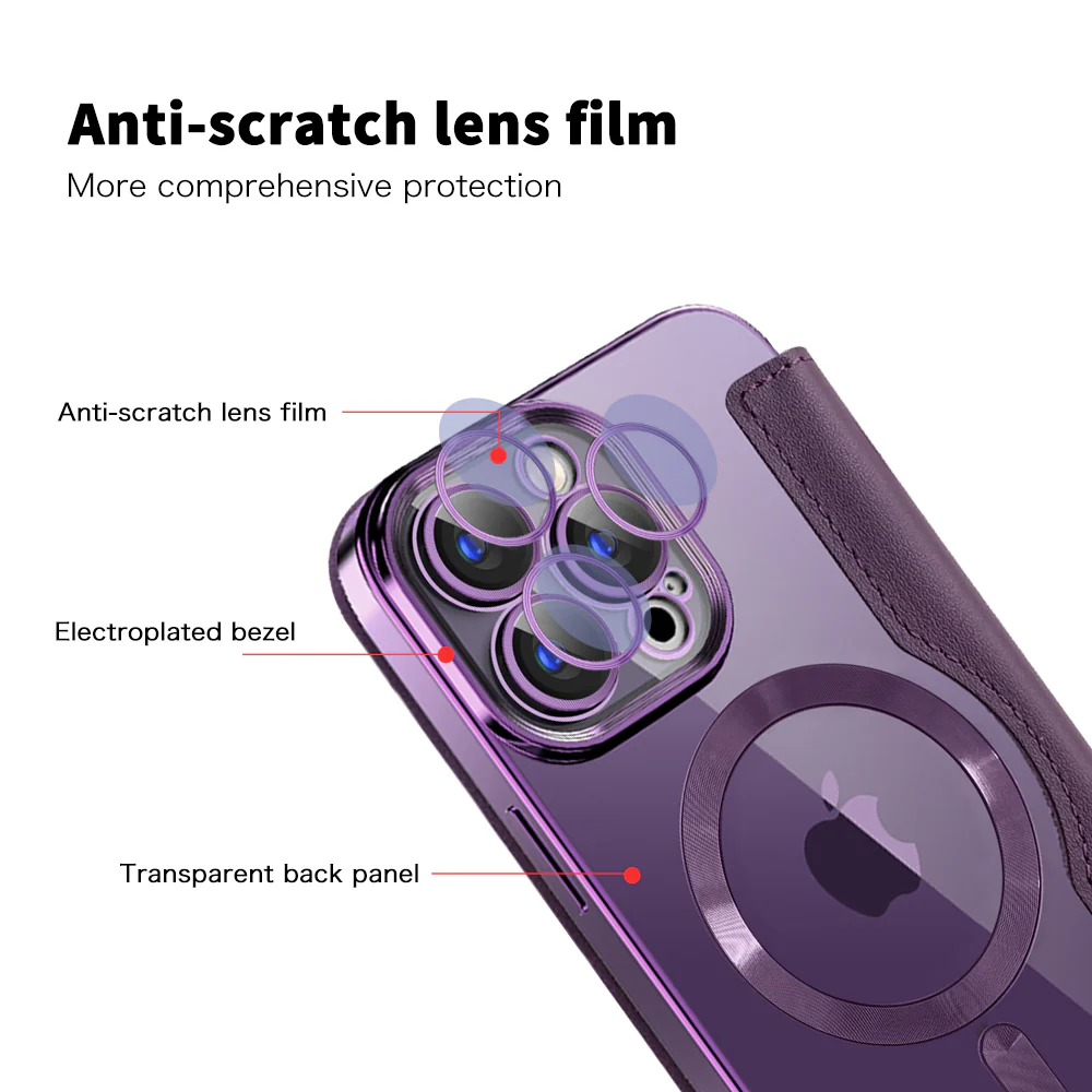 MagSafe Case for Apple iPhone 15 Pro, Techsuit, SmartMag Book, Purple - Image 3