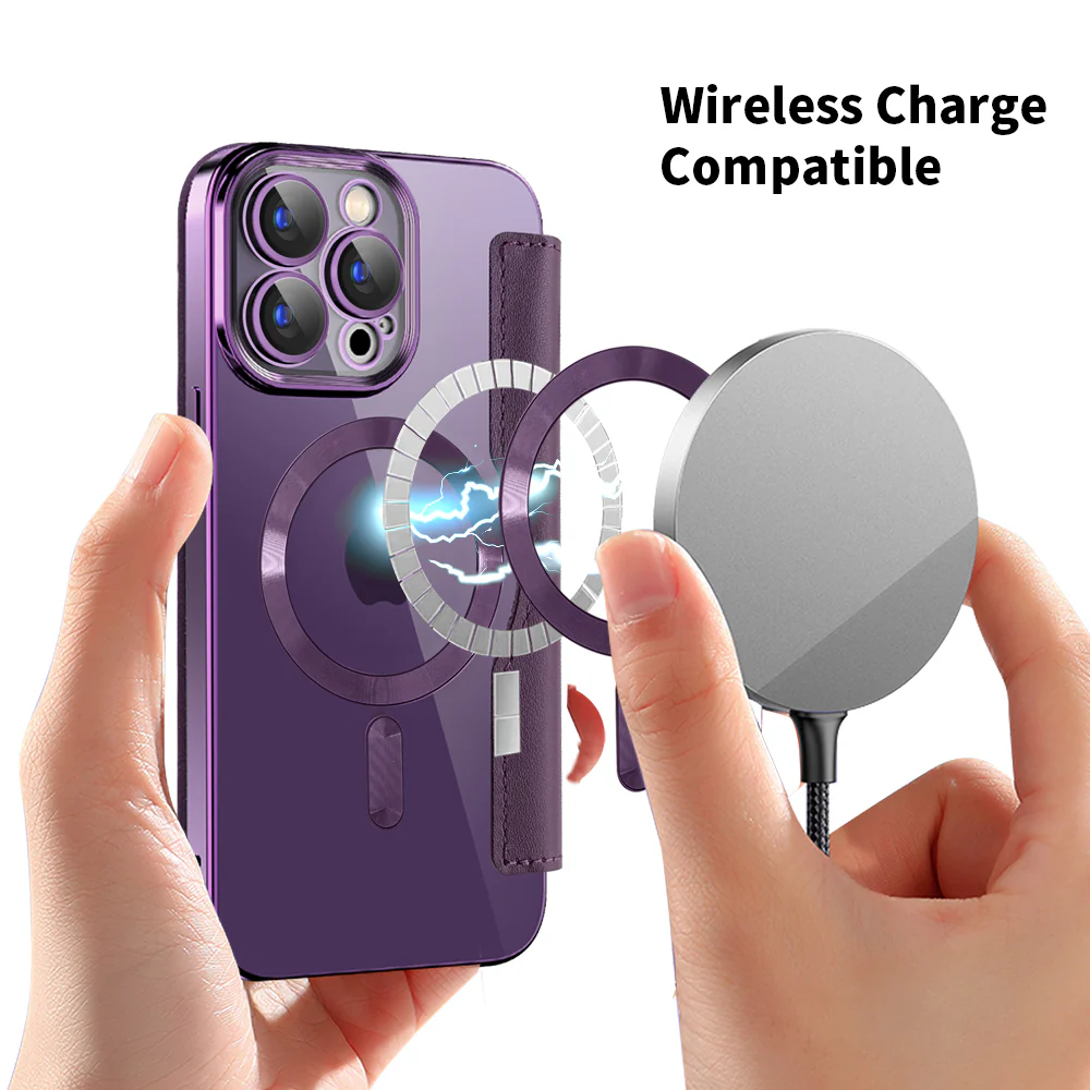 MagSafe Case for Apple iPhone 15 Pro, Techsuit, SmartMag Book, Purple - Image 6
