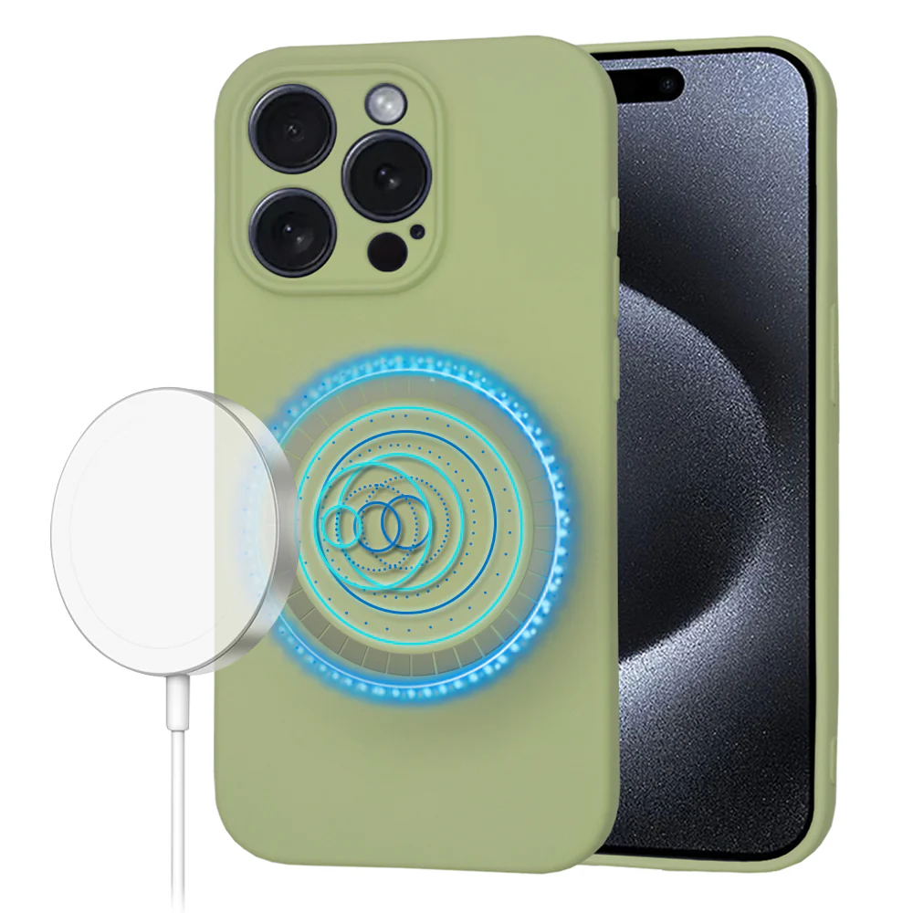 MagSafe Case for Apple iPhone 15 Pro, Techsuit, SoftFlex, Matcha