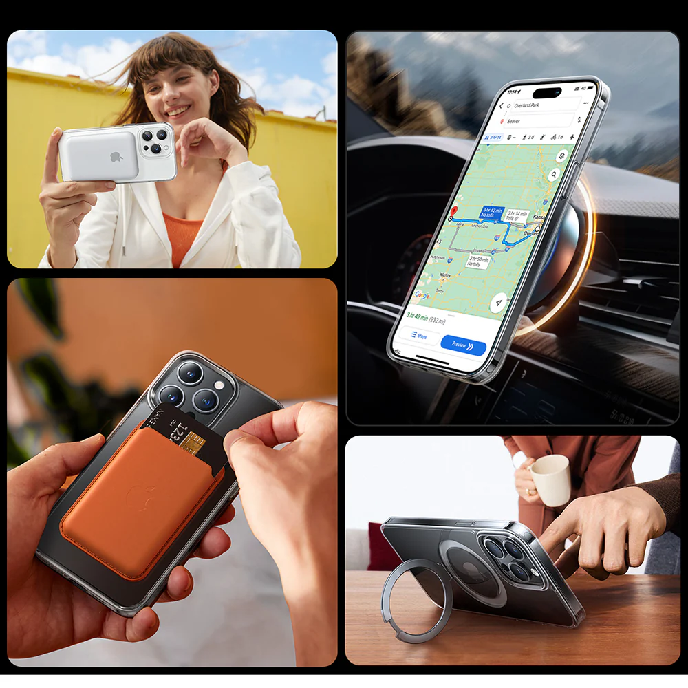 MagSafe Case for Apple iPhone 15 Pro, Torras, Ostand, Transparent - Image 6