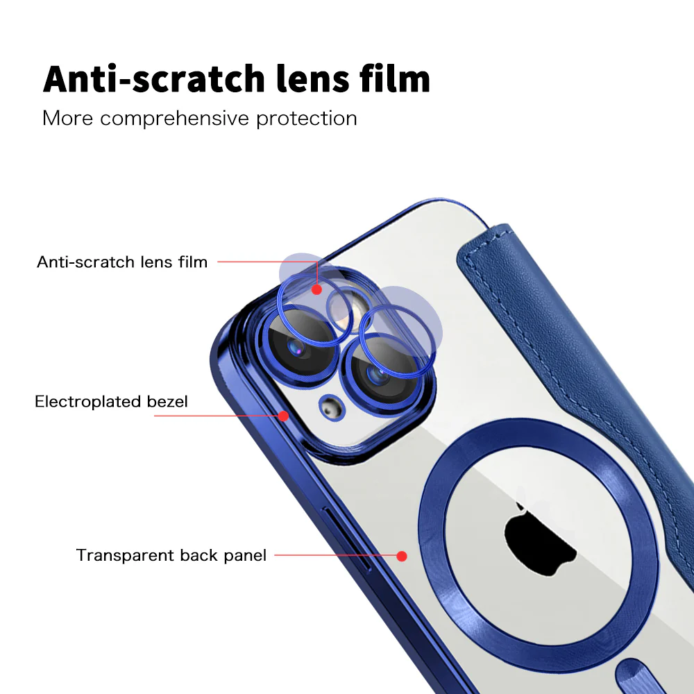 MagSafe Case for Apple iPhone 15, Techsuit, SmartMag Book, Blue - Image 3