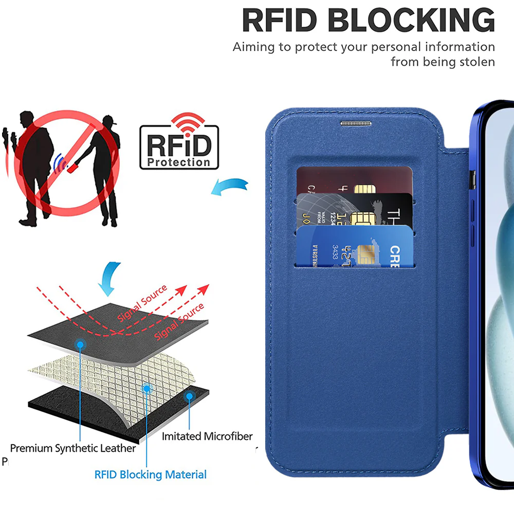 MagSafe Case for Apple iPhone 15, Techsuit, SmartMag Book, Blue - Image 4