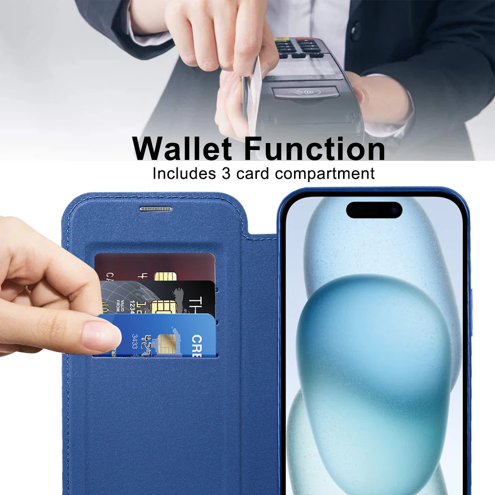 MagSafe Case for Apple iPhone 15, Techsuit, SmartMag Book, Blue - Image 5