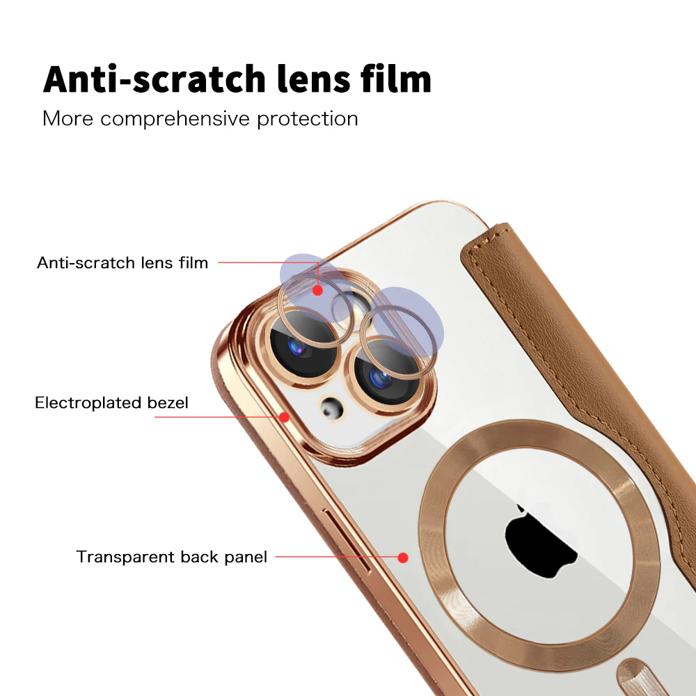 MagSafe Case for Apple iPhone 15, Techsuit, SmartMag Book, Brown - Image 3