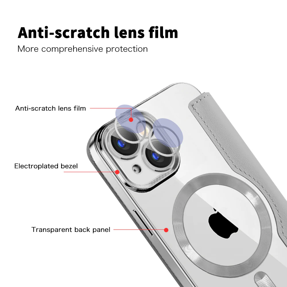 MagSafe Case for Apple iPhone 15, Techsuit, SmartMag Book, Gray - Image 3