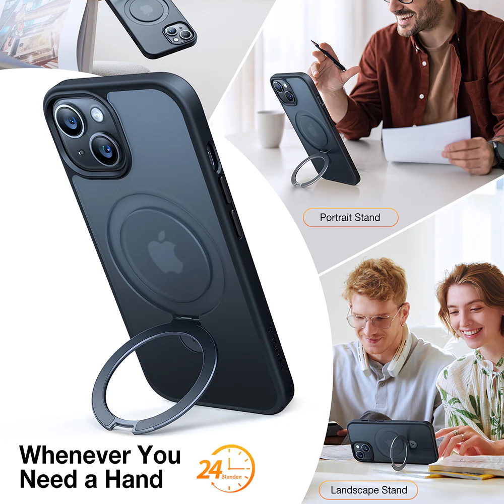 MagSafe Case for Apple iPhone 15, Torras, Ostand, Black - Image 4