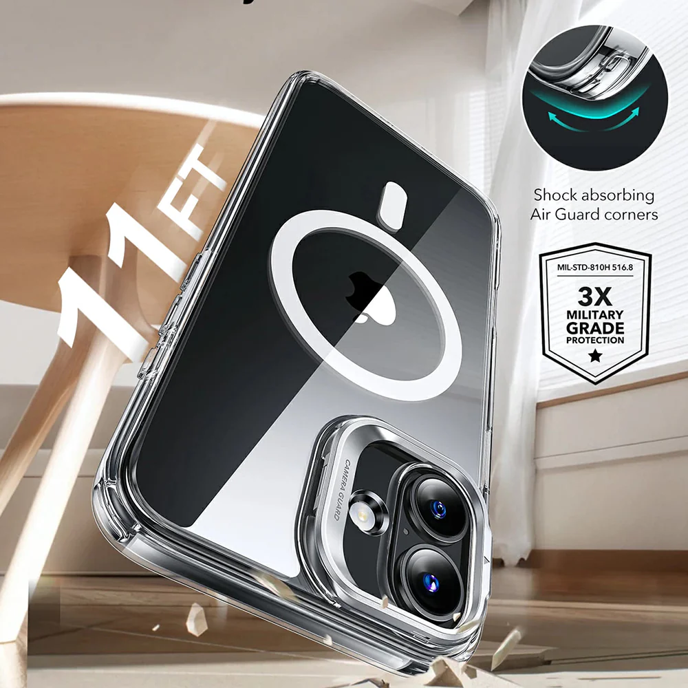 MagSafe Case for Apple iPhone 16, ESR, Classic Hybrid Kickstand, Black Transparent - Image 3