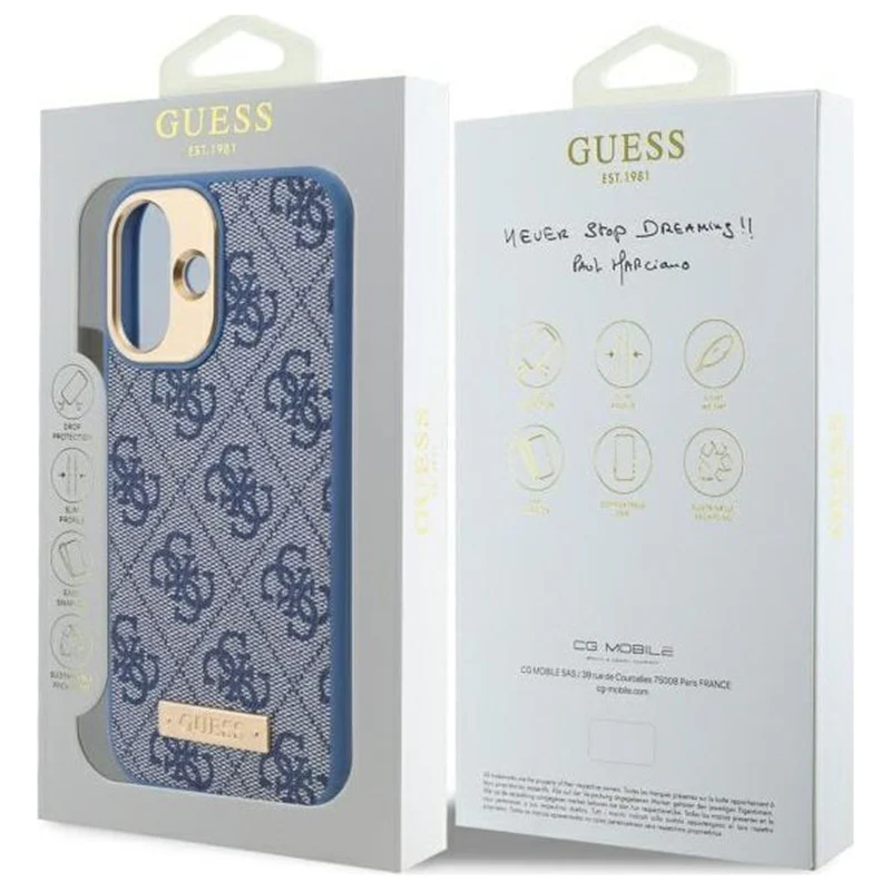 MagSafe Case for Apple iPhone 16, Guess, 4G Logo Plate, Blue - Image 7