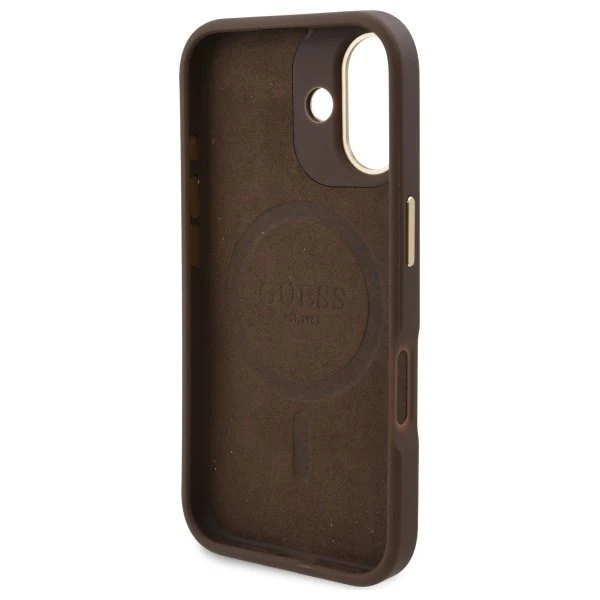 MagSafe Case for Apple iPhone 16, Guess, 4G Logo Plate, Brown - Image 6