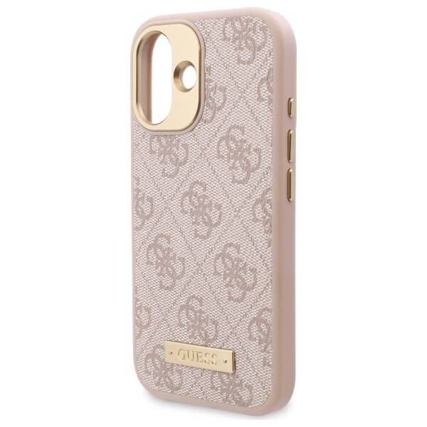 MagSafe Case for Apple iPhone 16, Guess, 4G Logo Plate, Pink - Image 5