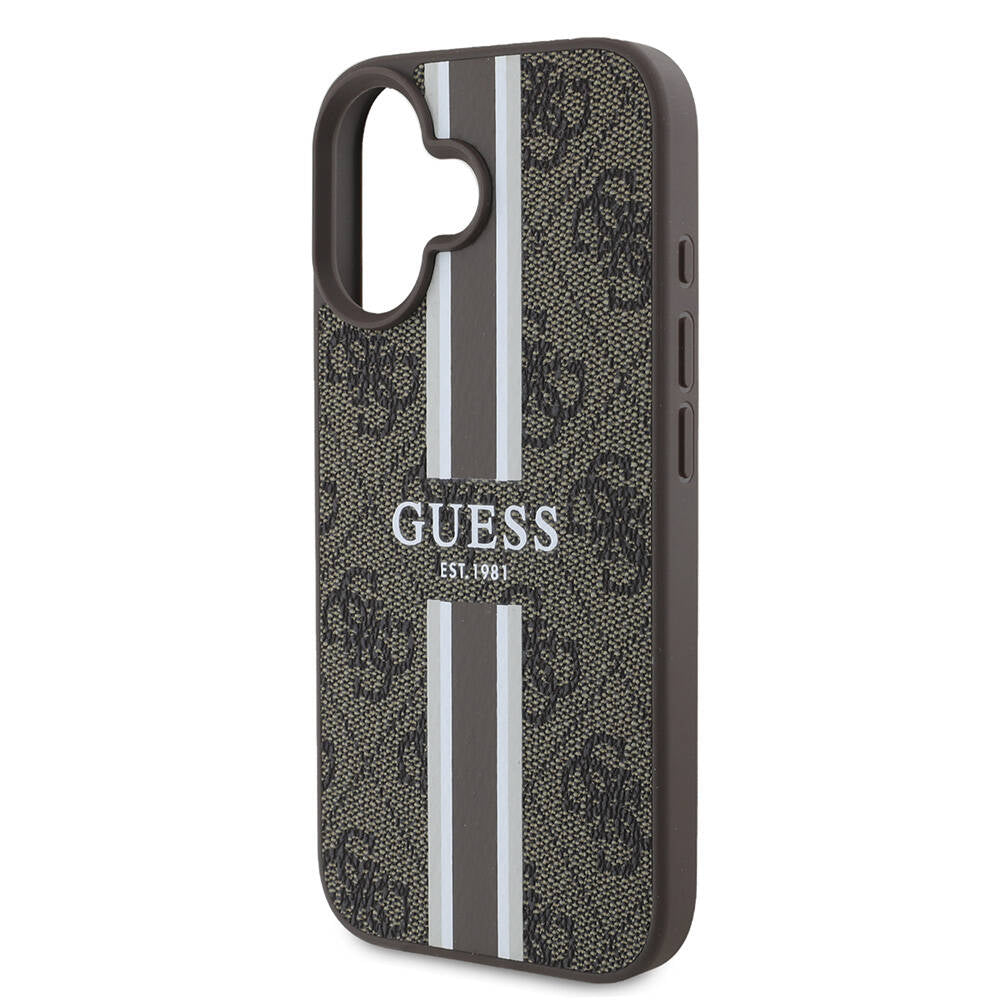 MagSafe Case for Apple iPhone 16, Guess, 4G Printed Stripes, Brown - Image 5