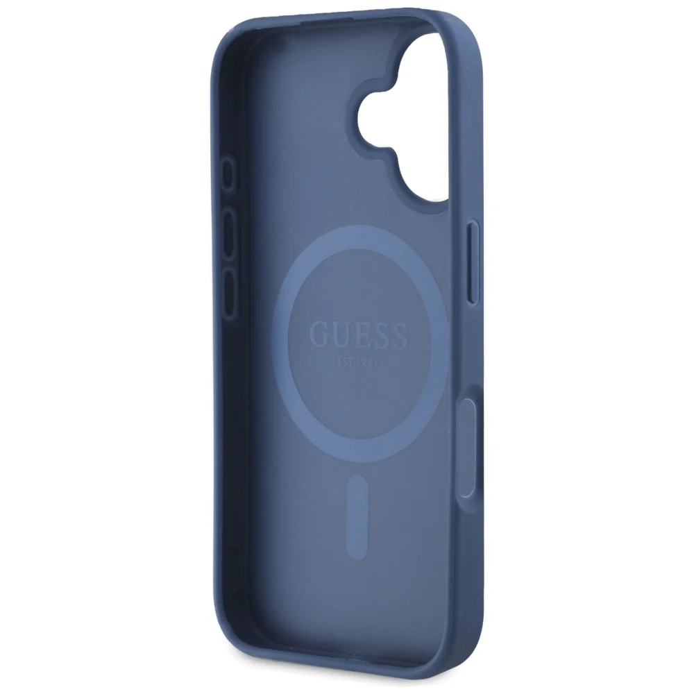MagSafe Case for Apple iPhone 16, Guess, Grained Flowers, Blue - Image 6