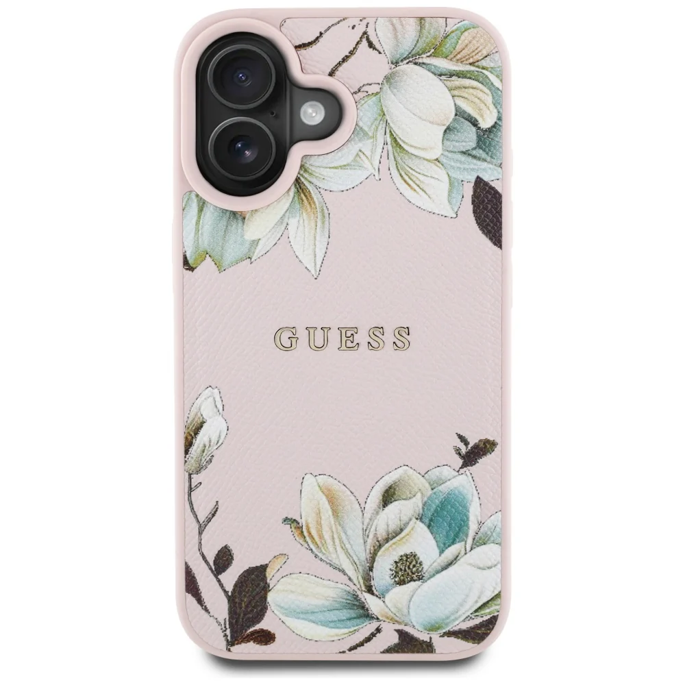 MagSafe Case for Apple iPhone 16, Guess, Grained Flowers, Pink - Image 2