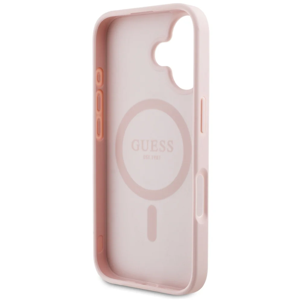 MagSafe Case for Apple iPhone 16, Guess, Grained Flowers, Pink - Image 5