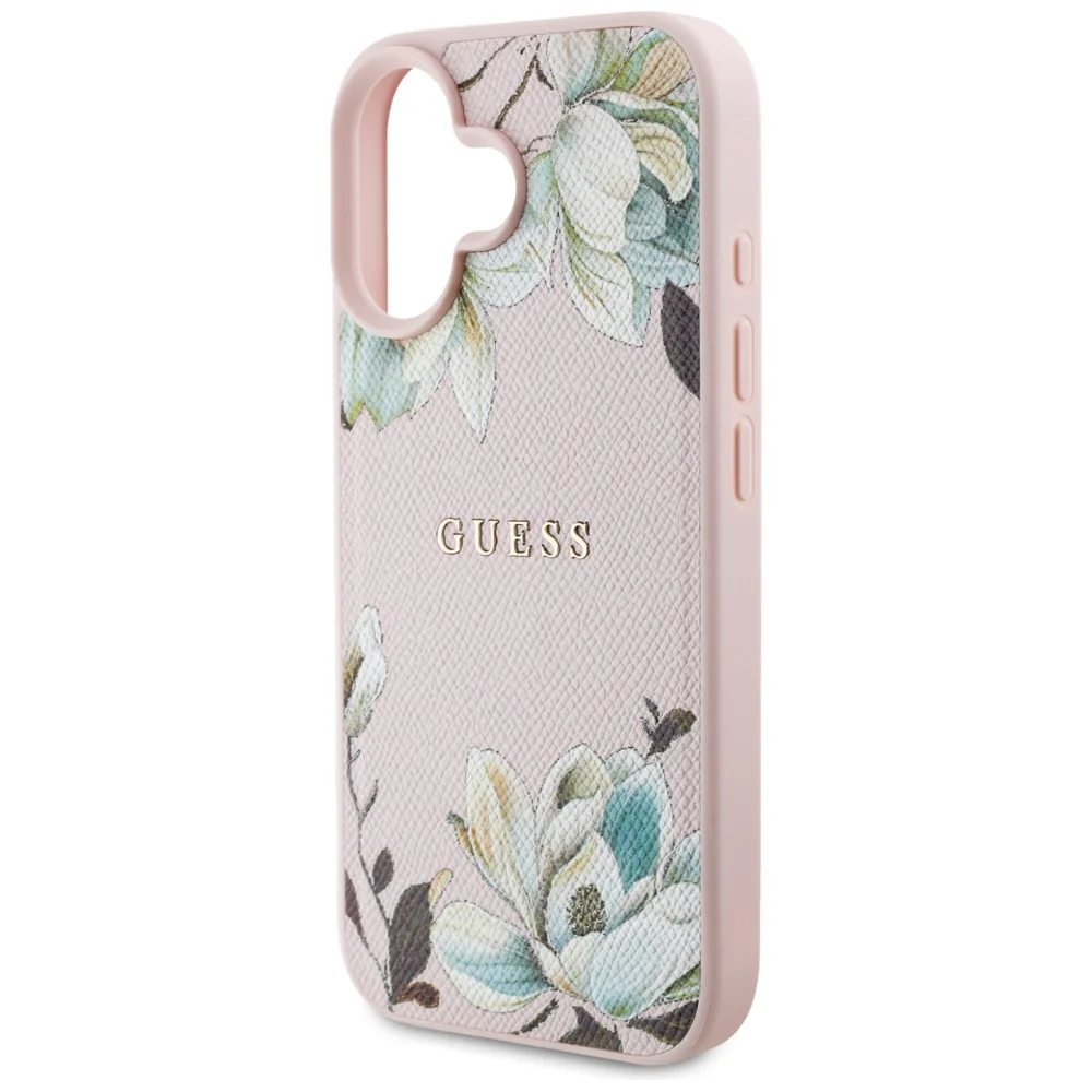 MagSafe Case for Apple iPhone 16, Guess, Grained Flowers, Pink - Image 6