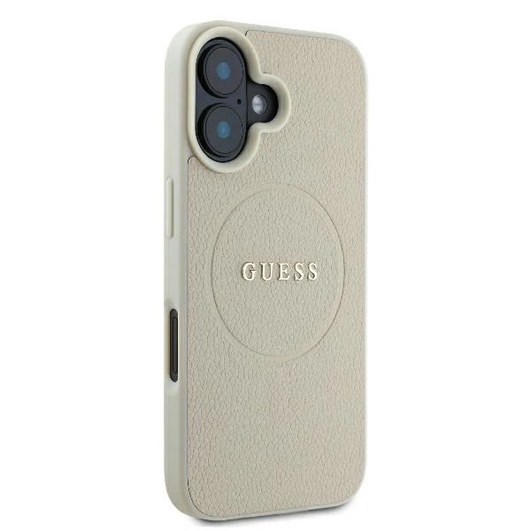 MagSafe Case for Apple iPhone 16, Guess, Grained Gold Ring, Beige - Image 4