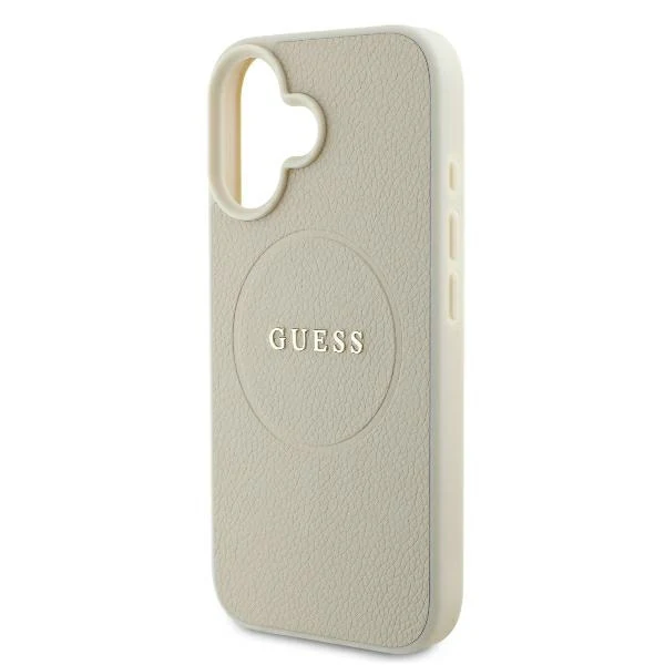 MagSafe Case for Apple iPhone 16, Guess, Grained Gold Ring, Beige - Image 5