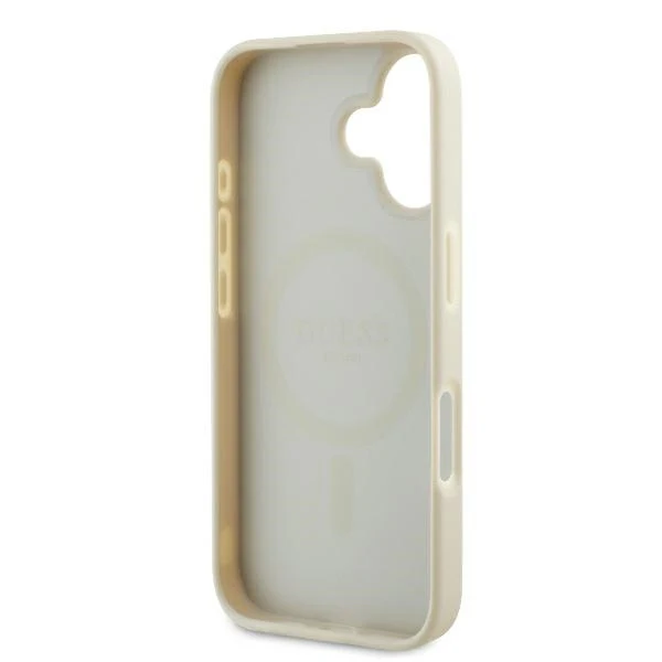 MagSafe Case for Apple iPhone 16, Guess, Grained Gold Ring, Beige - Image 6