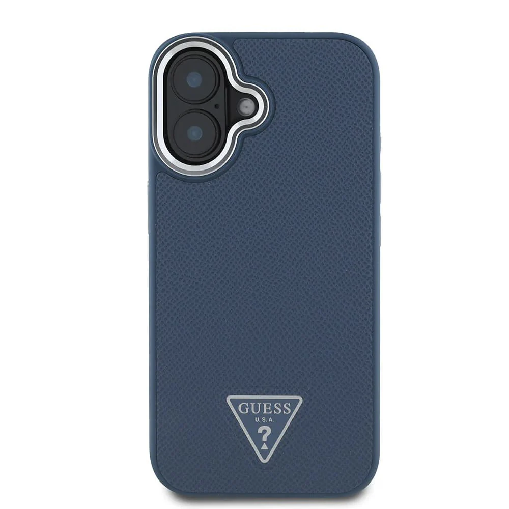 MagSafe Case for Apple iPhone 16, Guess, Grained Triangle Logo, Black - Image 2