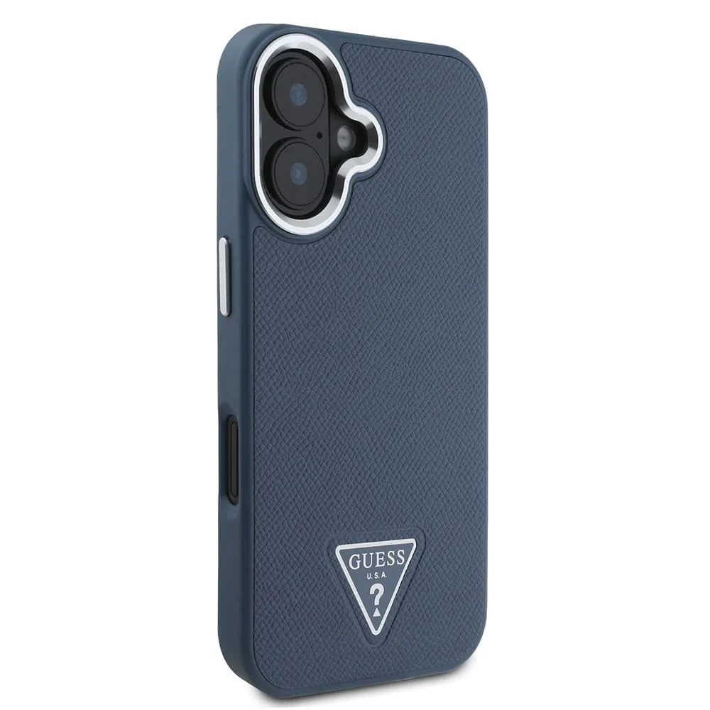 MagSafe Case for Apple iPhone 16, Guess, Grained Triangle Logo, Black - Image 4