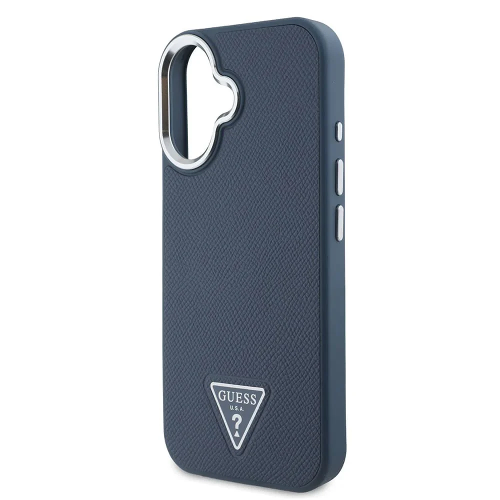 MagSafe Case for Apple iPhone 16, Guess, Grained Triangle Logo, Black - Image 6