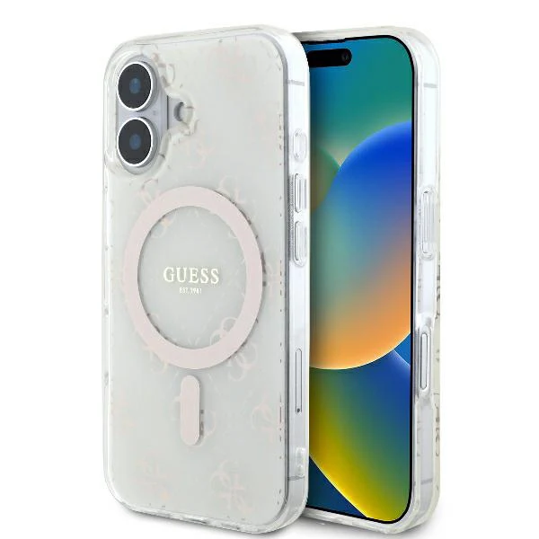 MagSafe Case for Apple iPhone 16, Guess, IML 4G Background, White