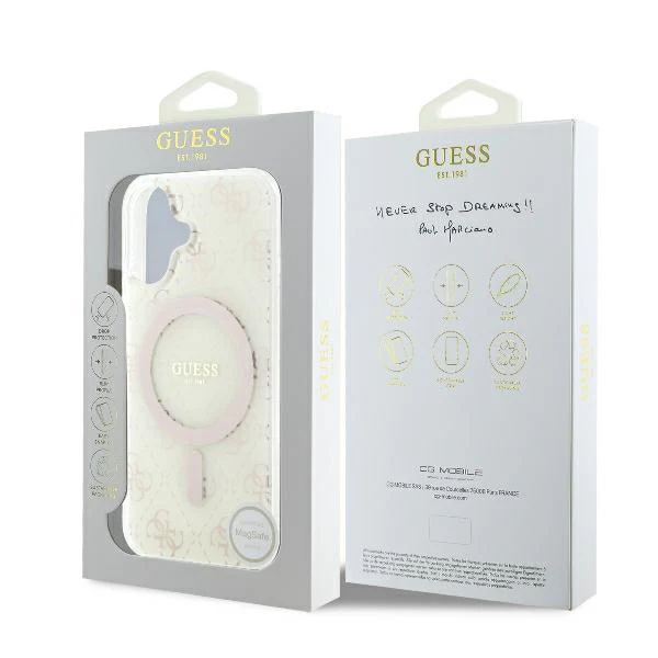 MagSafe Case for Apple iPhone 16, Guess, IML 4G Background, White - Image 7