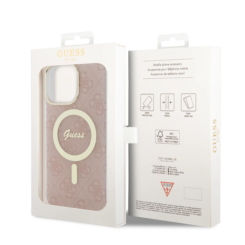 MagSafe Case for Apple iPhone 16, Guess, IML 4G, Pink - Image 6