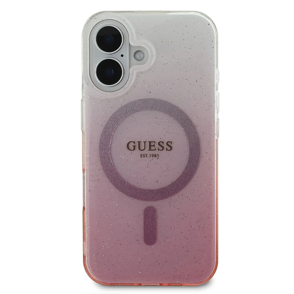 MagSafe Case for Apple iPhone 16, Guess, IML Glitter Gradient, Pink - Image 2