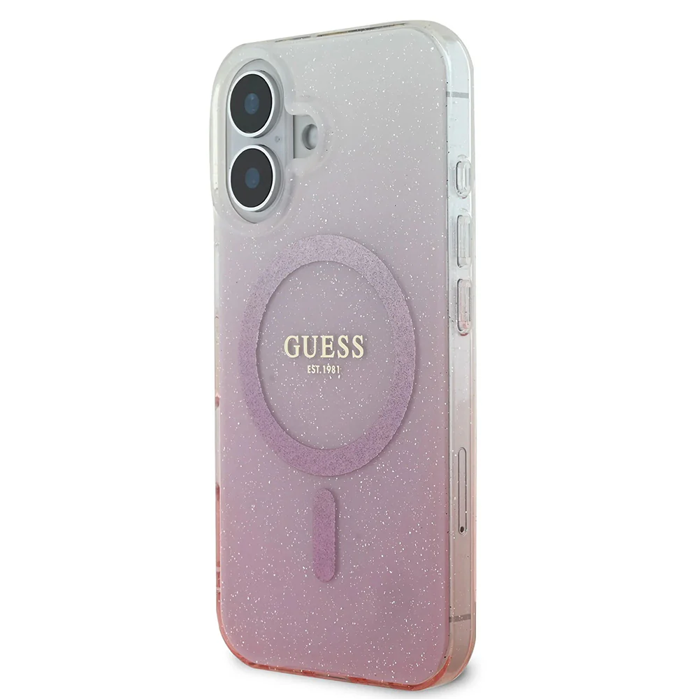 MagSafe Case for Apple iPhone 16, Guess, IML Glitter Gradient, Pink - Image 4