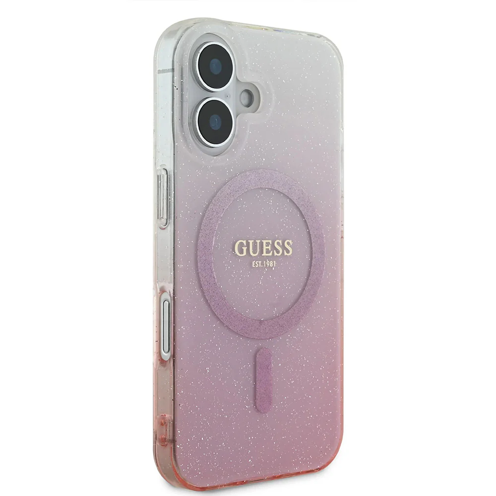 MagSafe Case for Apple iPhone 16, Guess, IML Glitter Gradient, Pink - Image 5