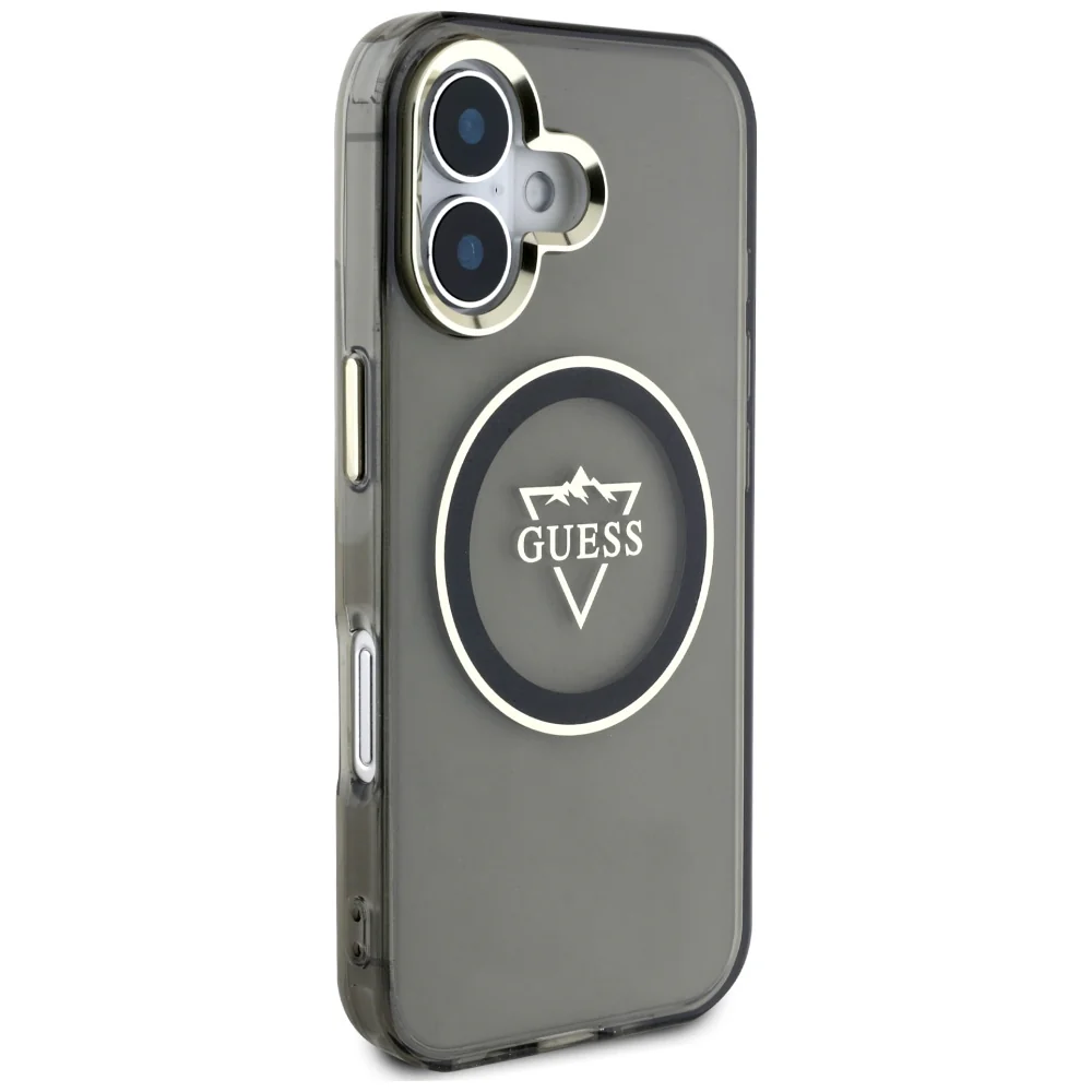 MagSafe Case for Apple iPhone 16, Guess, IML Metal Mountain Logo, Black - Image 4