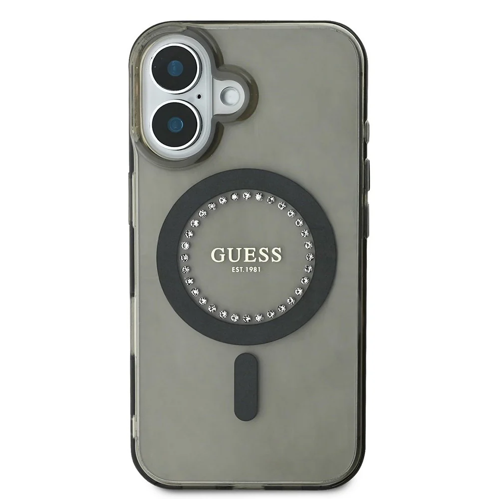 MagSafe Case for Apple iPhone 16, Guess, IML Rhinestone, Black - Image 2