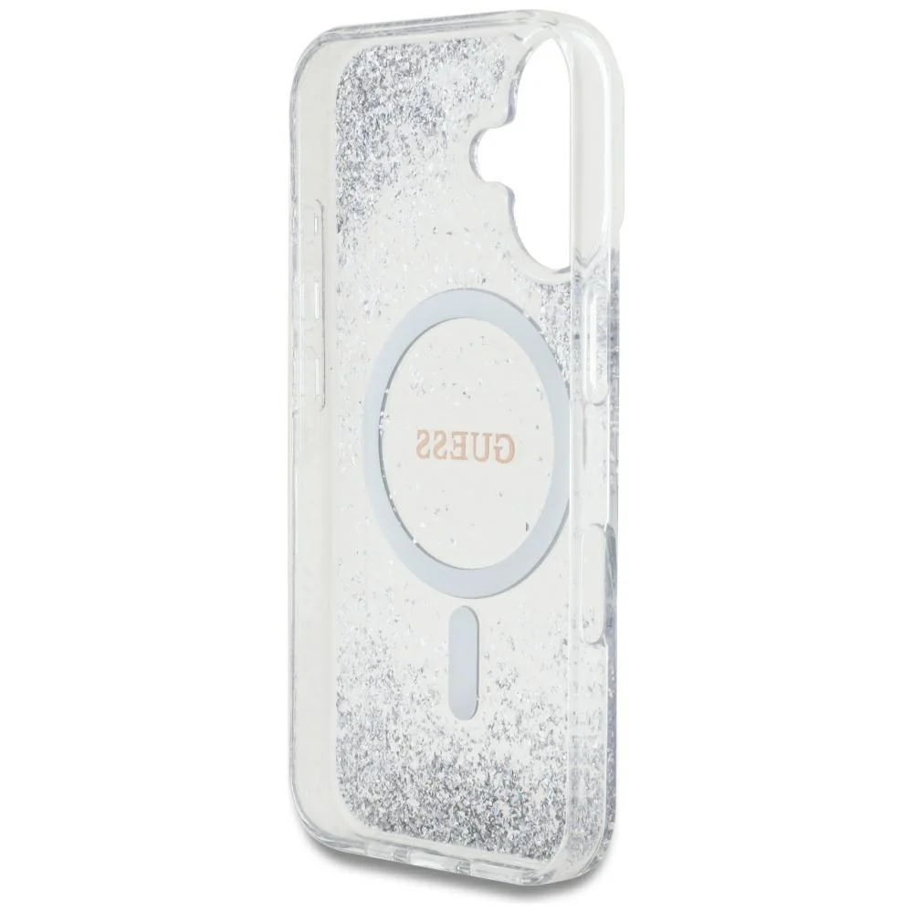 MagSafe Case for Apple iPhone 16, Guess, Resin Gradient Glitter, Silver - Image 6