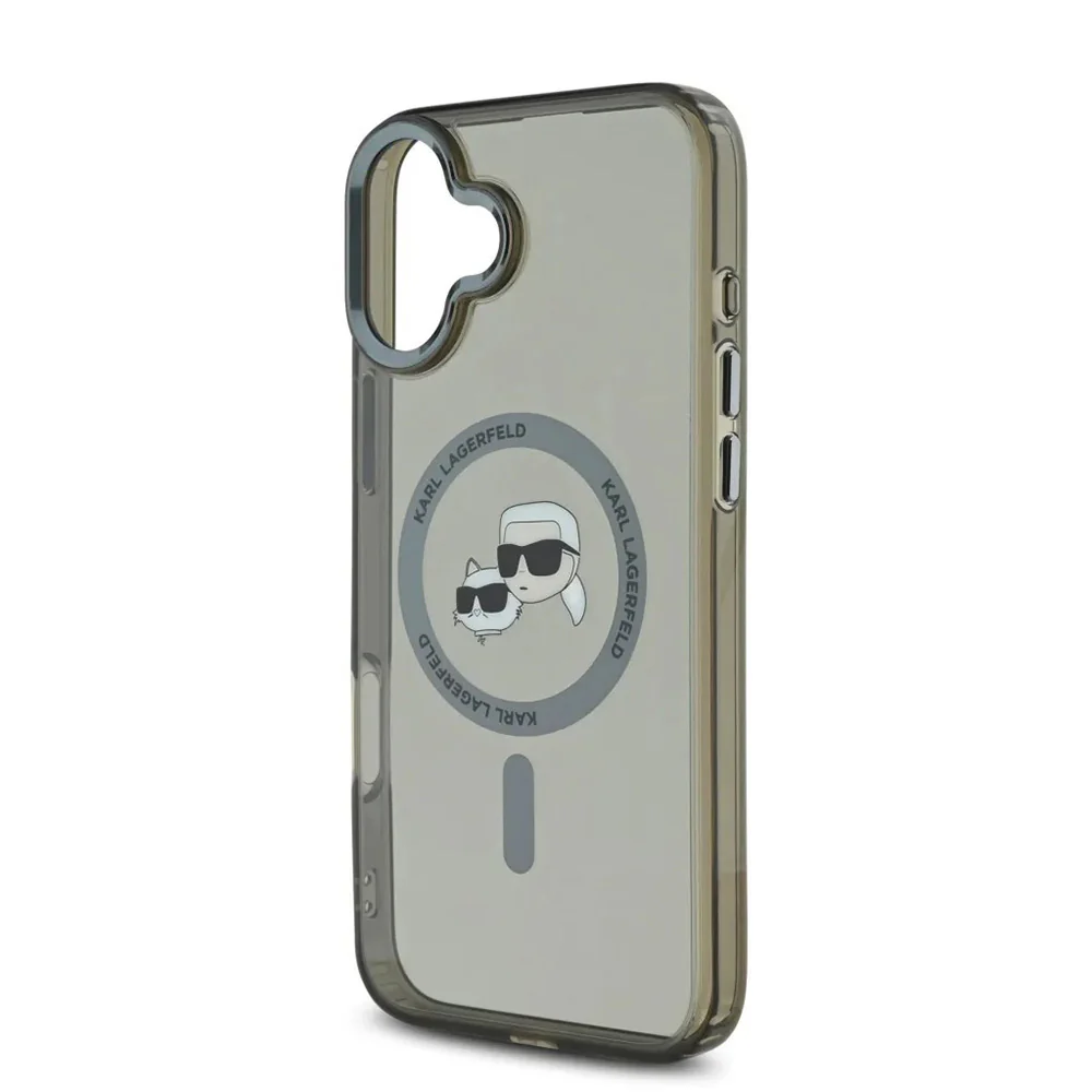 MagSafe Case for Apple iPhone 16, Karl Lagerfeld, IML Metal Karl & Choupette's Heads, Black - Image 2