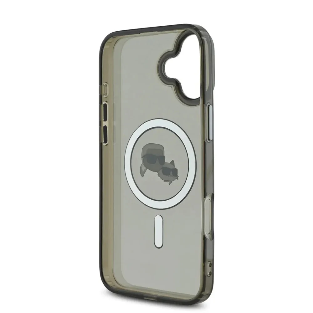 MagSafe Case for Apple iPhone 16, Karl Lagerfeld, IML Metal Karl & Choupette's Heads, Black - Image 4