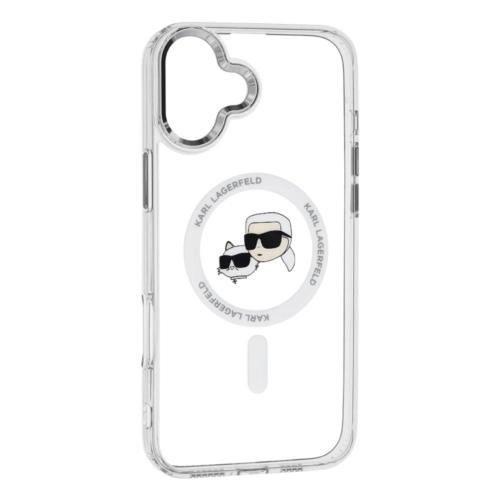 MagSafe Case for Apple iPhone 16, Karl Lagerfeld, IML Metal Karl & Choupette's Heads, White - Image 2