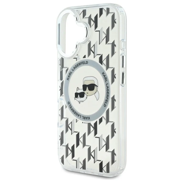 MagSafe Case for Apple iPhone 16, Karl Lagerfeld, IML Monogram Karl & Choupette's Heads, Transparent - Image 4