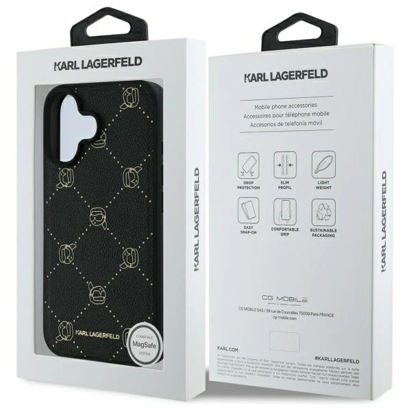 MagSafe Case for Apple iPhone 16, Karl Lagerfeld, Karl's Head, Black - Image 7