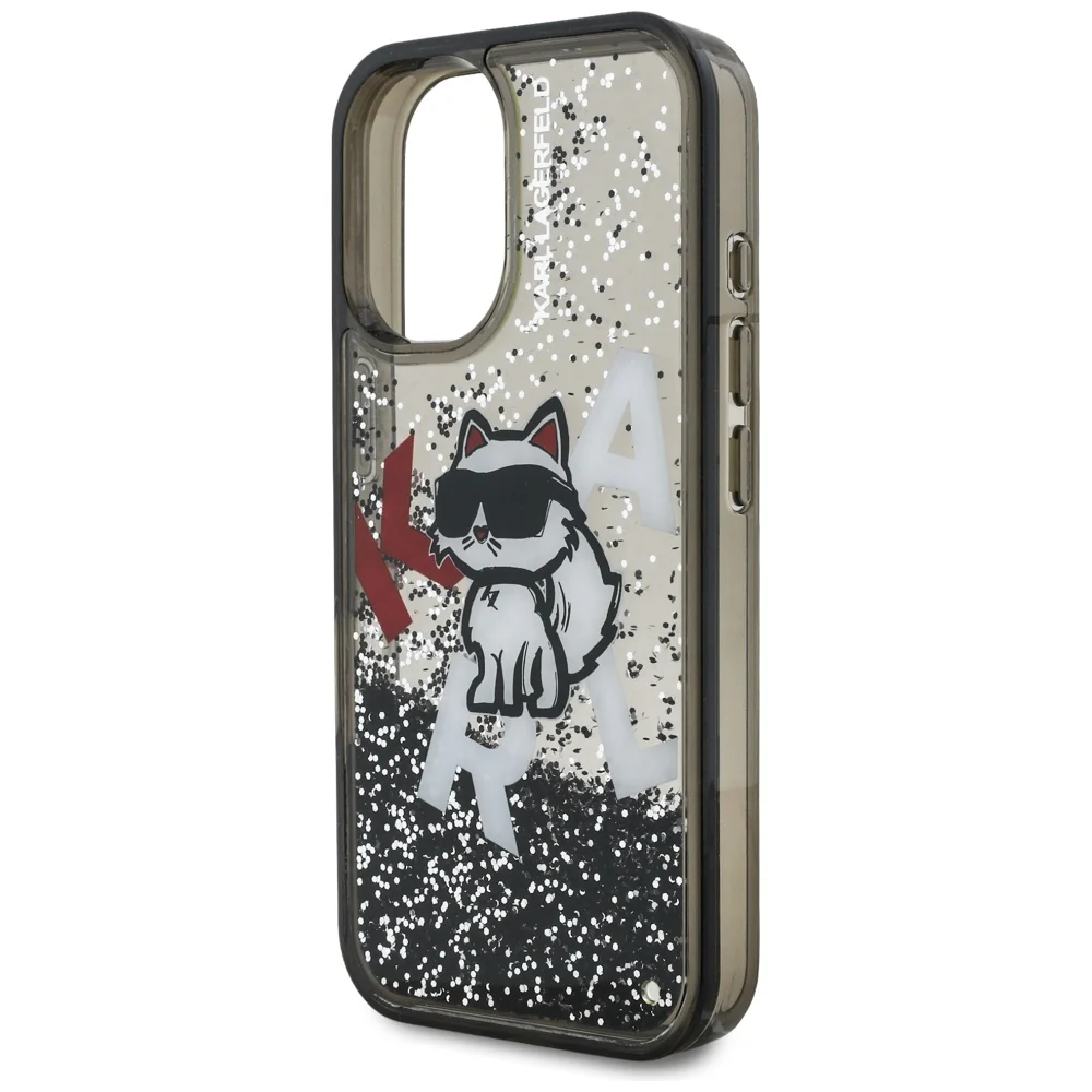 MagSafe Case for Apple iPhone 16, Karl Lagerfeld, Liquid Glitter Choupette Logo, Black - Image 5