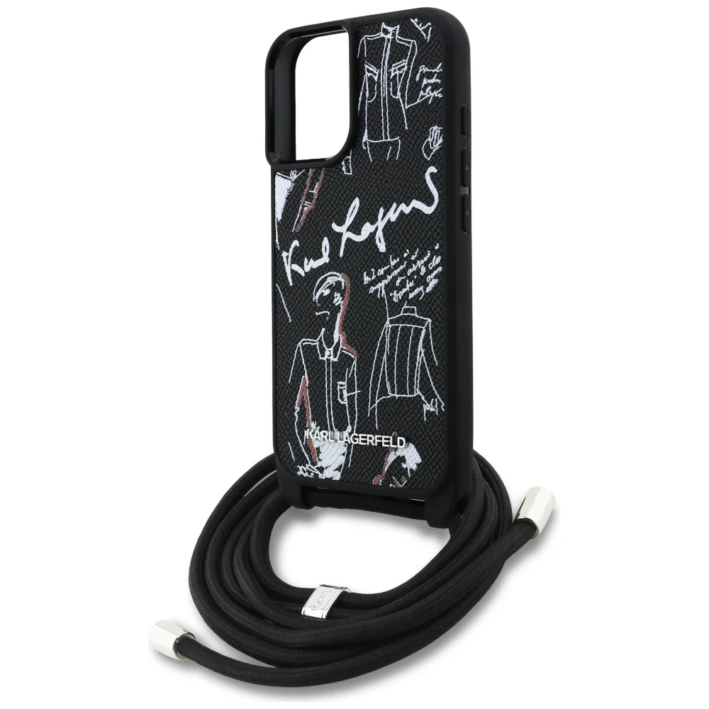 MagSafe Case for Apple iPhone 16, Karl Lagerfeld, Saffiano Crossbody, Black - Image 3