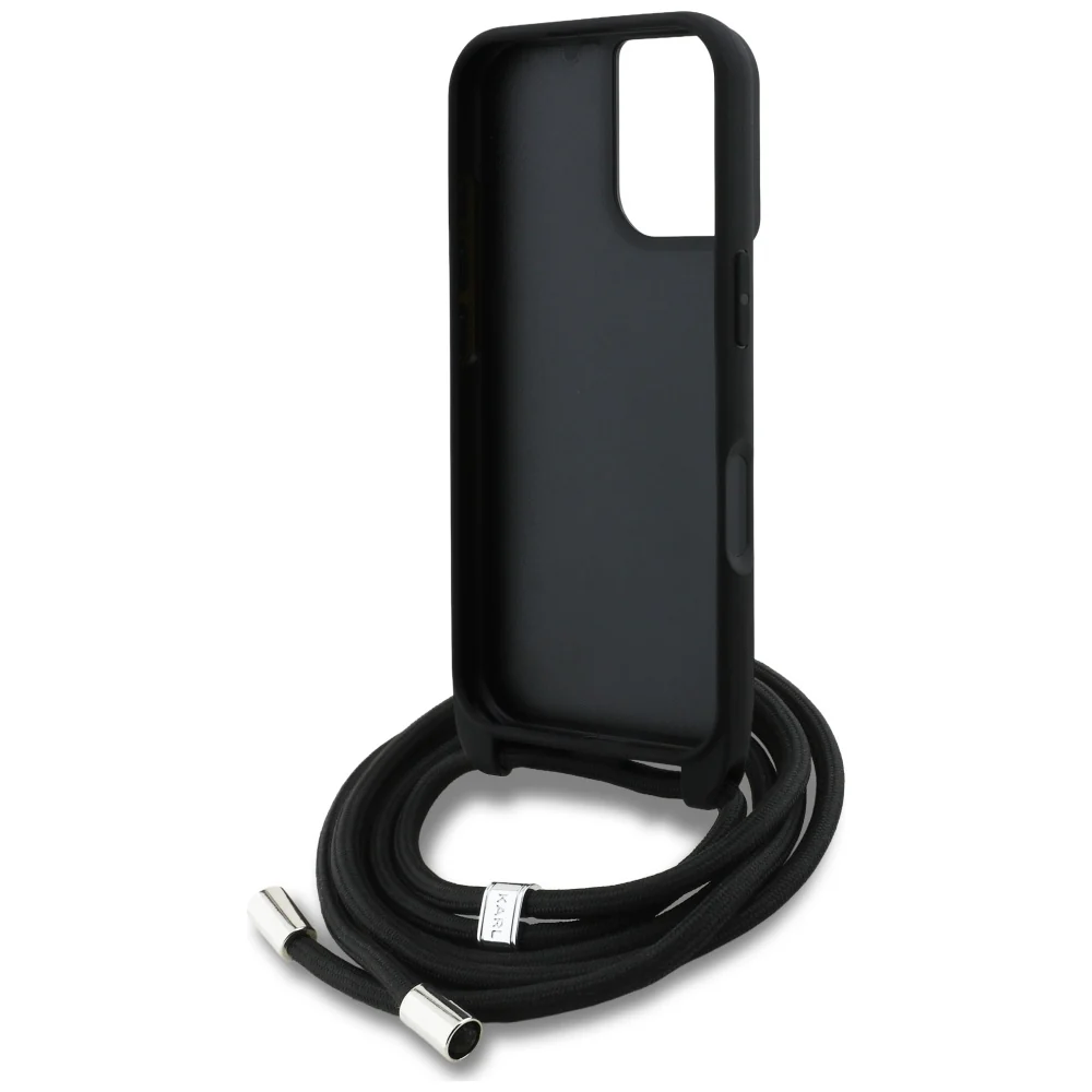 MagSafe Case for Apple iPhone 16, Karl Lagerfeld, Saffiano Crossbody, Black - Image 5